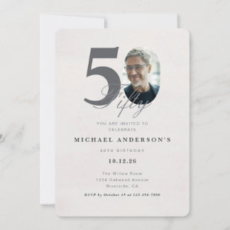 Minimalist 50th Year Birthday Invitation