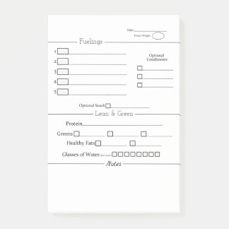 Minimalist 5 and 1 Food Tracker Post-it Notes