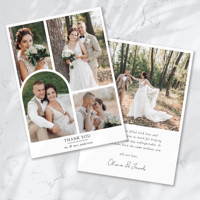 Minimalist 5 Photo Arch Wedding Thank You Card (Creator Uploaded)