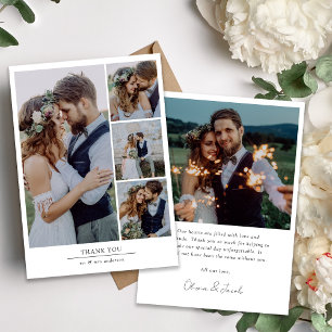 Minimalist 5 Photo Wedding Thank You Card