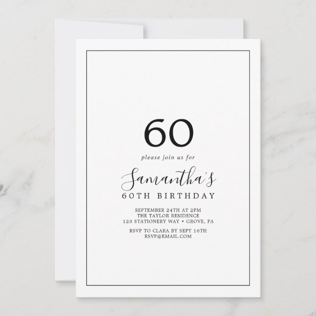 Minimalist 60th Birthday Invitation (Front)