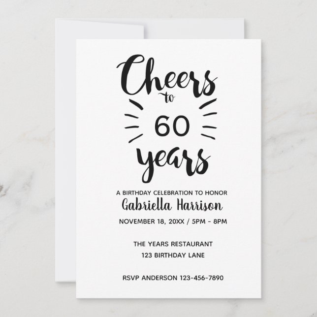 Minimalist 60th Birthday Invitation (Front)