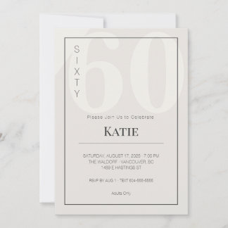 Minimalist 60th Milestone Birthday Celebration Invitation