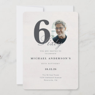 Minimalist 60th Year Birthday Invitation