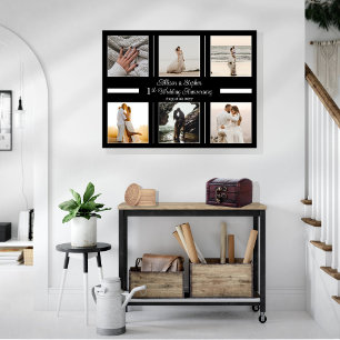 Minimalist 6 Photo 1st Wedding Anniversary Canvas Print