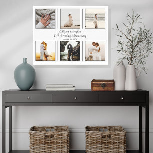 Minimalist 6 Photo 5th Wedding Anniversary Canvas Print