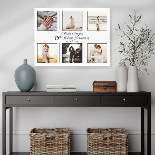 Minimalist 6 Photo 75th Wedding Anniversary Canvas Print