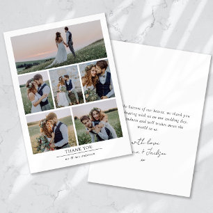 Minimalist 6 Photo Wedding Thank You Card