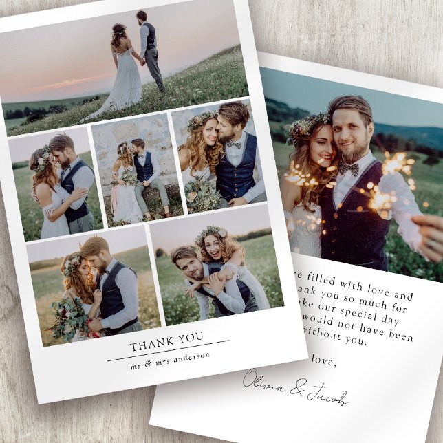 Minimalist 7 Photo Wedding  Thank You Card (Creator Uploaded)