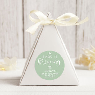 Minimalist A Baby is Brewing Baby Shower Favour Classic Round Sticker