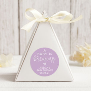 Minimalist A Baby is Brewing Baby Shower Favour Classic Round Sticker