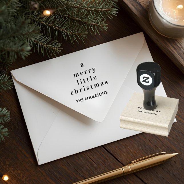 Minimalist A Merry Little Christmas Custom Family Rubber Stamp (Creator Uploaded)