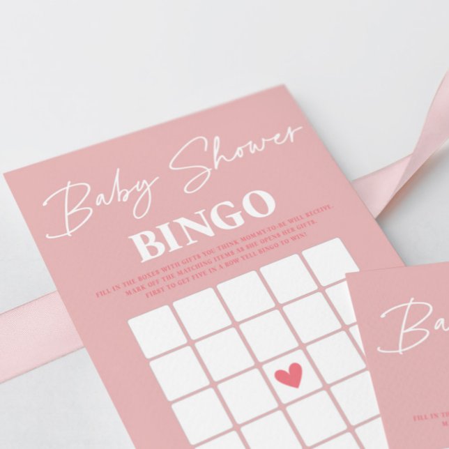 Minimalist A Sweet Girl Baby Shower Bingo  Invitation (Creator Uploaded)