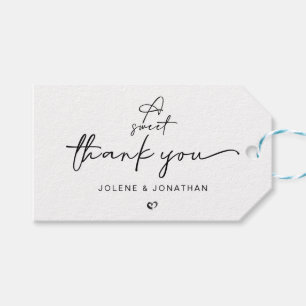 Minimalist A Sweet Thank You Black and White Gift Tags