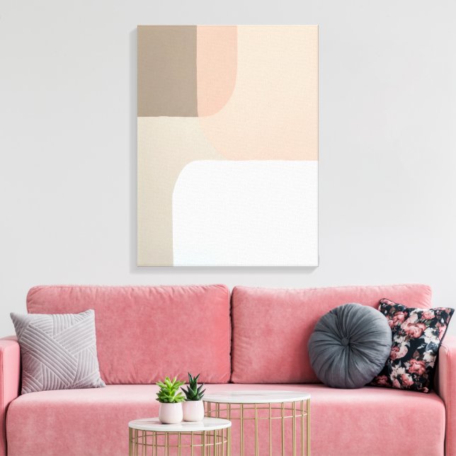 Minimalist Abstract Art Neutral Stretched Canvas Print (Insitu(LivingRoom))