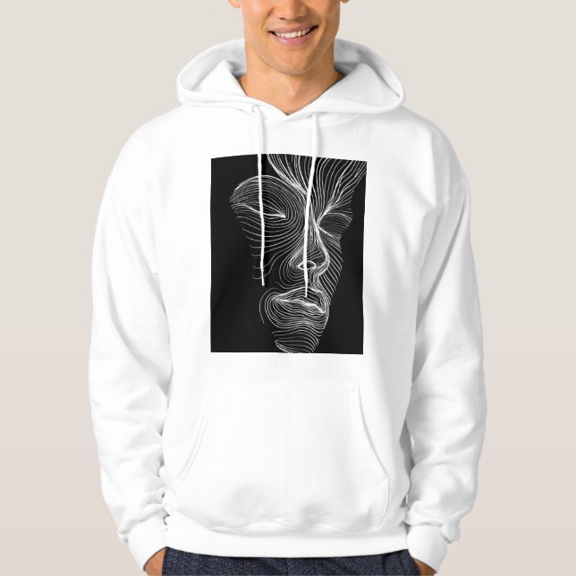 Minimalist Abstract Face Line Art. Hoodie (Front)