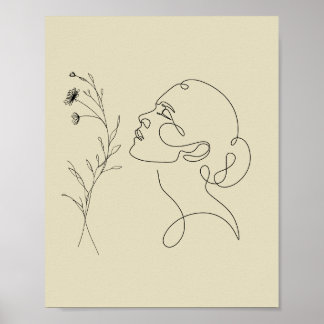 Minimalist Abstract Face Line Art Poster