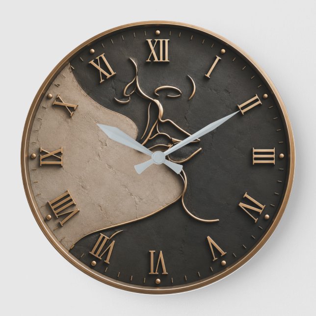 Minimalist Abstract Face Modern Line Art  Large Clock (Front)