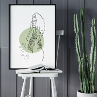 Minimalist Abstract Face Portrait Line Art Drawing