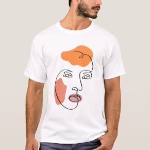 Minimalist Abstract Face Portrait Line Art T-Shirt