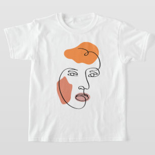 Minimalist Abstract Face Portrait Line Art T-Shirt