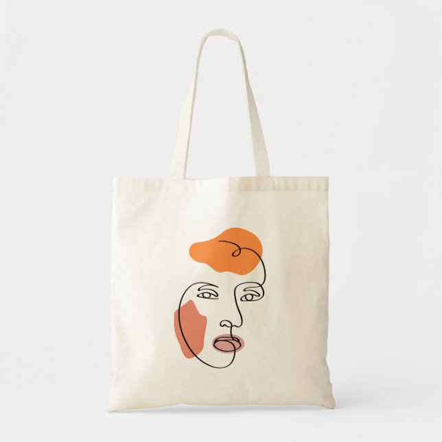 Minimalist Abstract Face Portrait Line Art  Tote Bag (Front)