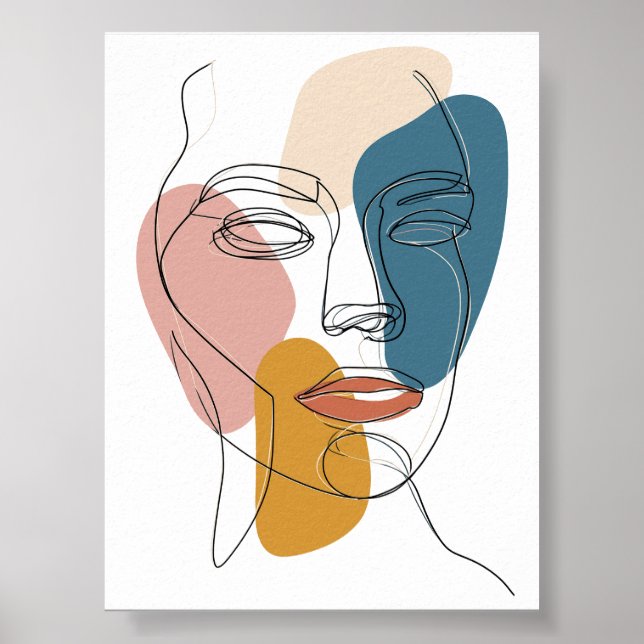 Minimalist Abstract Face Portrait one line sketch Poster (Front)