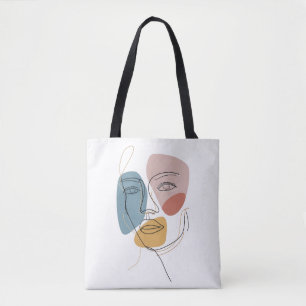 Minimalist Abstract Face Portrait one line sketch Tote Bag