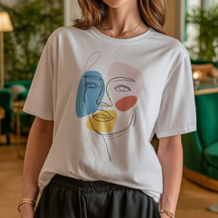 Minimalist Abstract Face Portrait one line sketch Tri-Blend Shirt