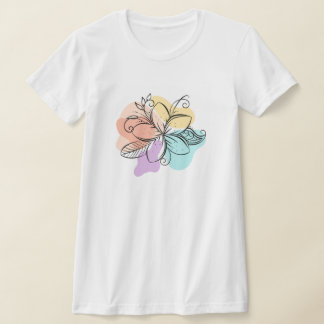 Minimalist Abstract Floral Line Art T-Shirt