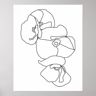 Minimalist Abstract Flowers Line Art Poster