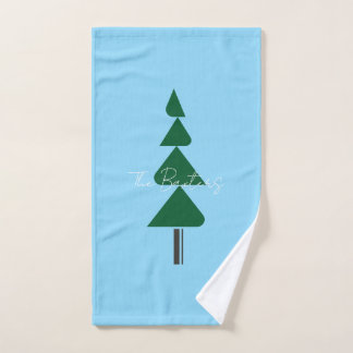 Minimalist Abstract Green Chic Christmas Tree Hand Towel