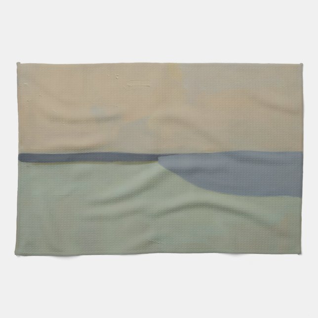 Minimalist Abstract Horizon Soft Neutral Landscape Tea Towel (Horizontal)