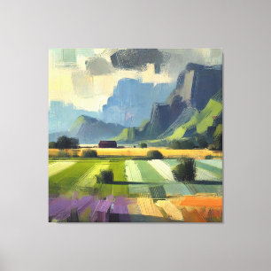 Minimalist Abstract Landscape with Orange Cloud Canvas Print