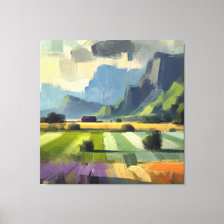 Minimalist Abstract Landscape with Orange Cloud Canvas Print