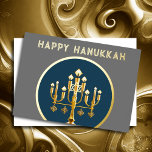 Minimalist Abstract Modern Menorah Hanukkah<br><div class="desc">Minimalist Modern Menorah Hanukkah Gold Blue</div>