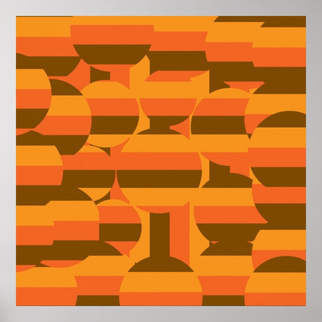 Minimalist Abstract Modern Orange Geometric art Poster (Front)