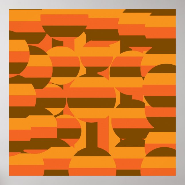 Minimalist Abstract Modern Orange Geometric art Poster (Front)