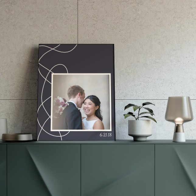 Minimalist Abstract Navy Blue Personalized Photo Poster (Creator Uploaded)