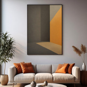 Minimalist Abstract Orange and Grey Poster