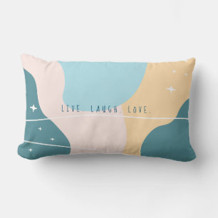 Minimalist Abstract Pastel Blue and Yellow Lumbar Cushion