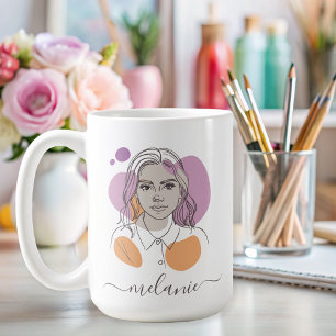 minimalist abstract portrait custom  coffee mug