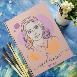 Minimalist Abstract Portrait Custom Monogram Notebook