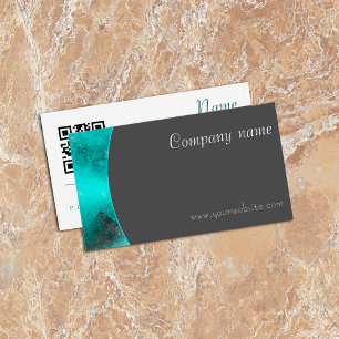 Minimalist abstract QR green grey Business Card