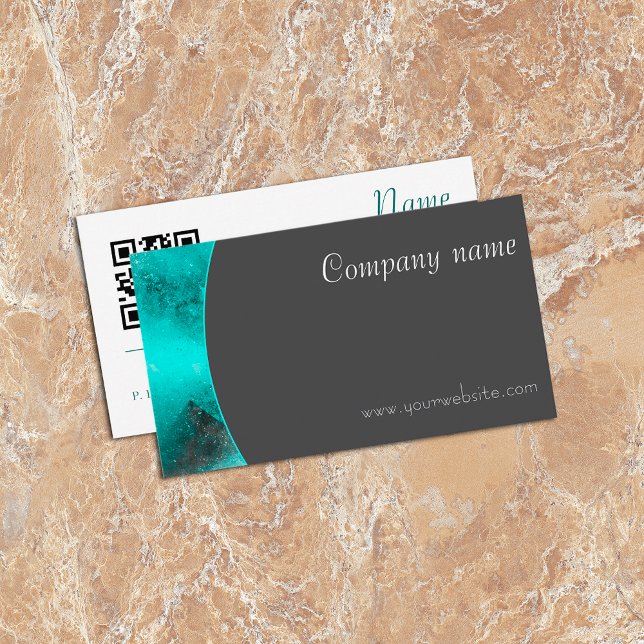Minimalist abstract QR green grey Business Card (Creator Uploaded)
