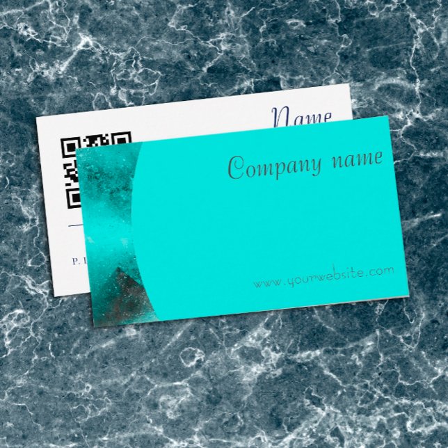 Minimalist abstract QR turquoise Business Card (Creator Uploaded)