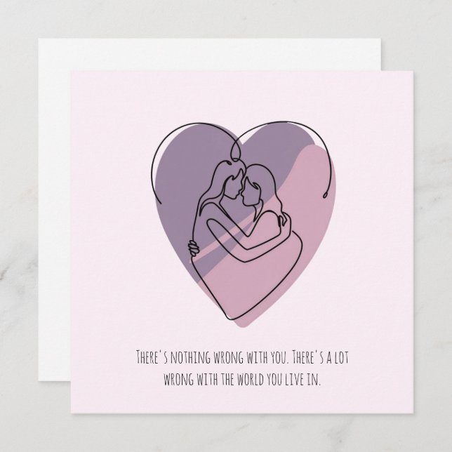 Minimalist Abstract Silhouette Of Lesbian Couple Holiday Card (Front/Back)