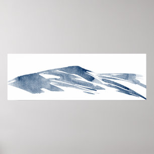 Minimalist Abstract Slate Watercolor Hills  Poster