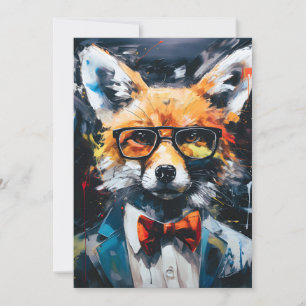 Minimalist Abstract Suited Fox Announcement