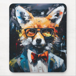 Minimalist Abstract Suited Fox Mouse Pad